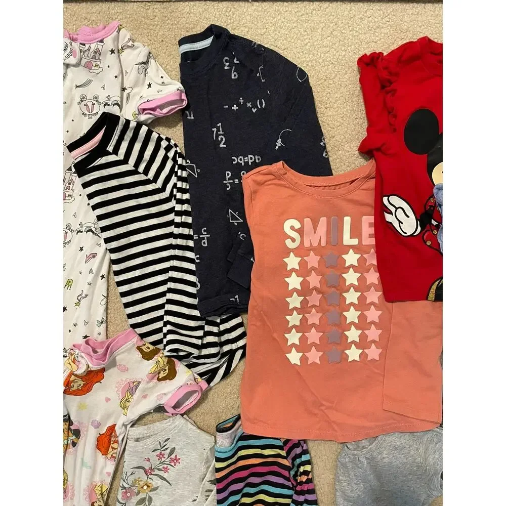 24 Pc Girls LOT Size 4-5 5-6 5T XS Clothing Dresses Tops Pjs Minnie Bluey Disney